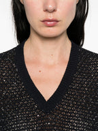 Fabiana Filippi V-neck short sleeves Embellished v-necked top