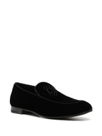 Giorgio Armani Embroidered logo velvet loafers