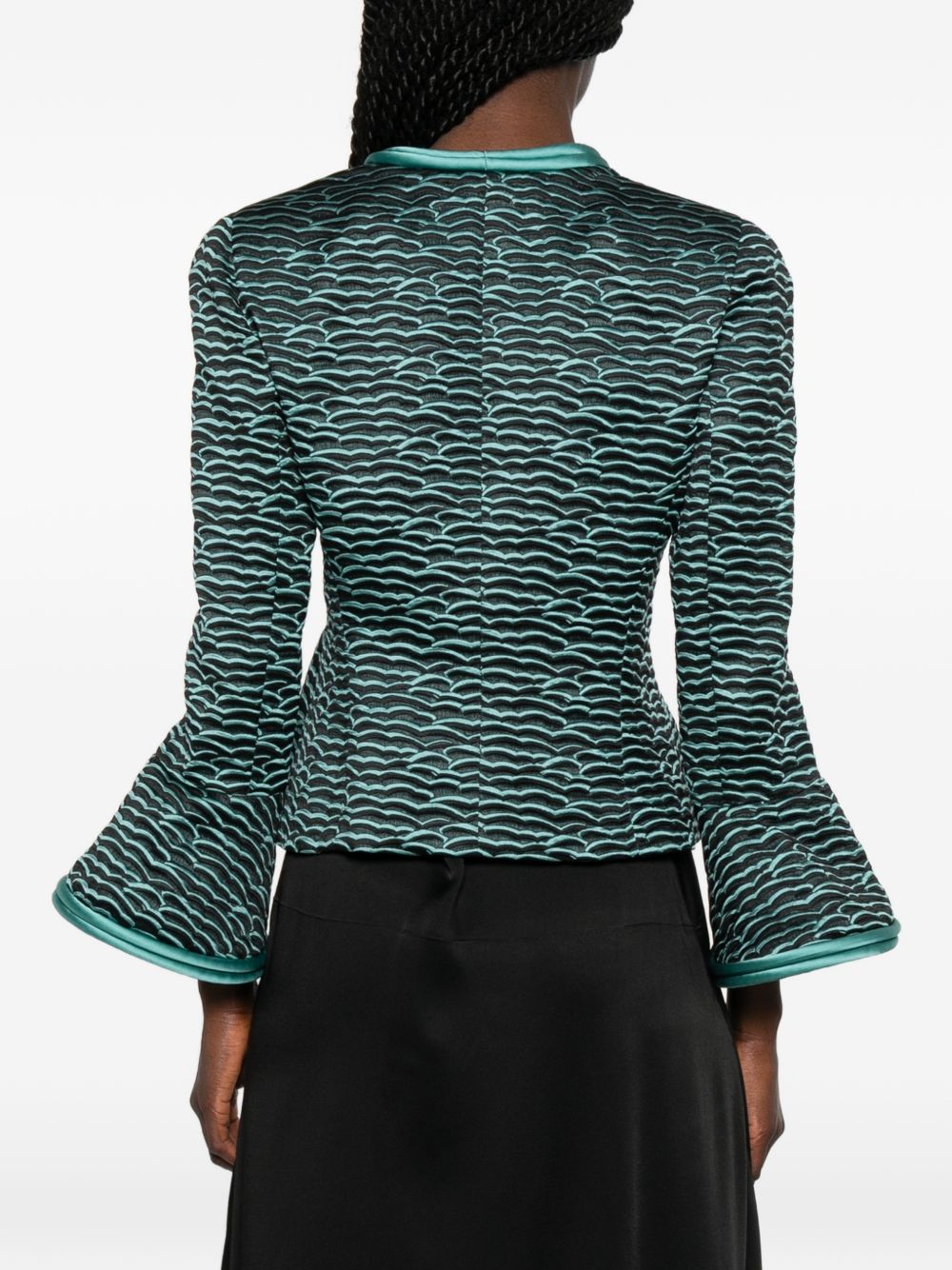 Emporio Armani Wave Pattern Zip-Front Jacket