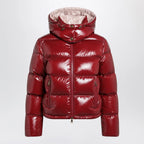 Moncler Niveole cropped down jacket in glossy nylon red