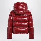 Moncler Niveole cropped down jacket in glossy nylon red
