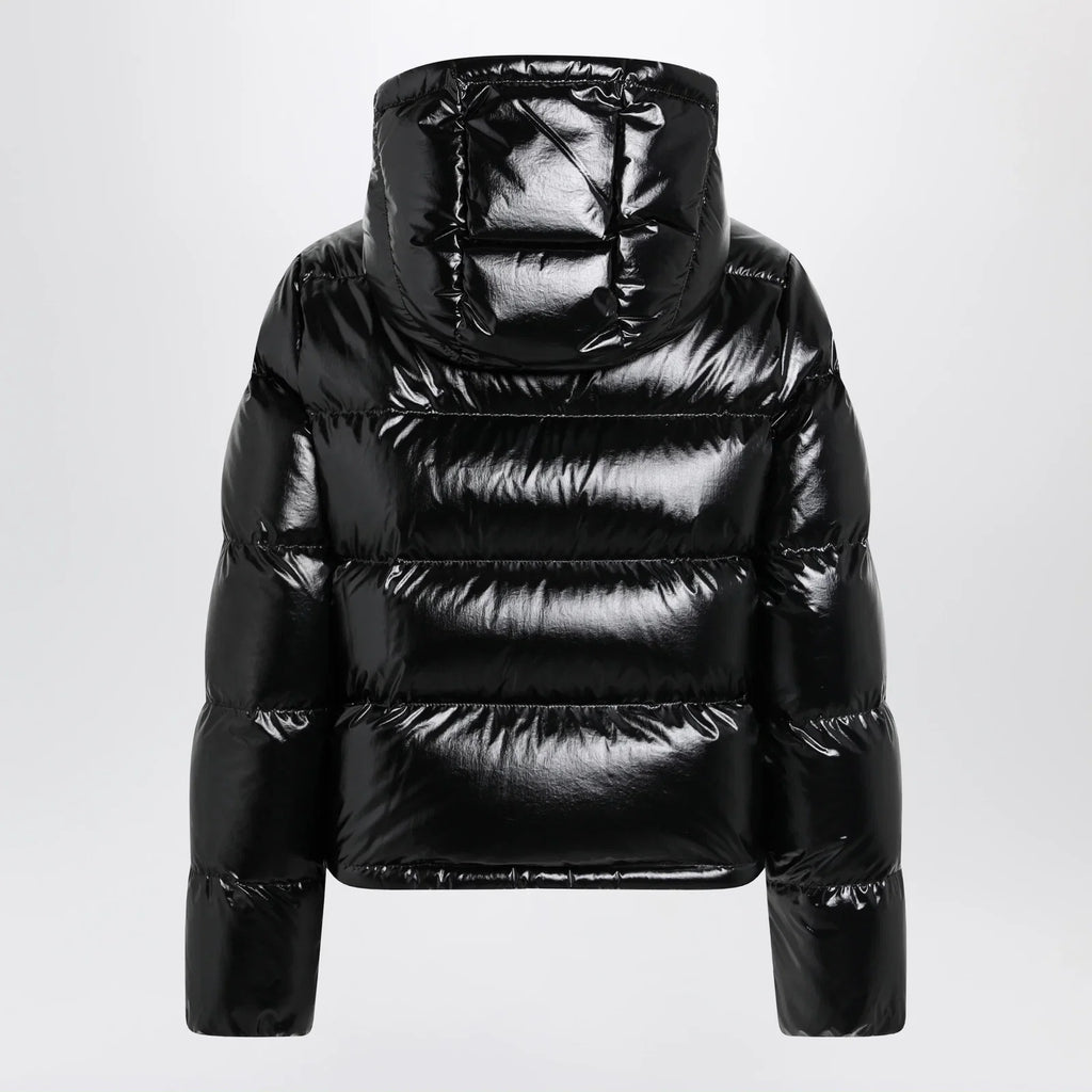 Moncler Niveole cropped down jacket in glossy nylon black