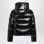 Moncler Niveole cropped down jacket in glossy nylon black