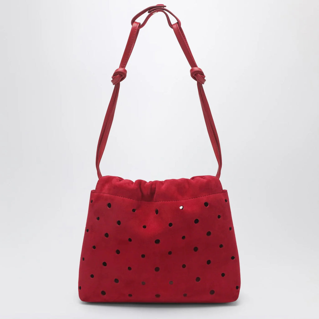 Manu Atelier Romy perforated red suede pouch