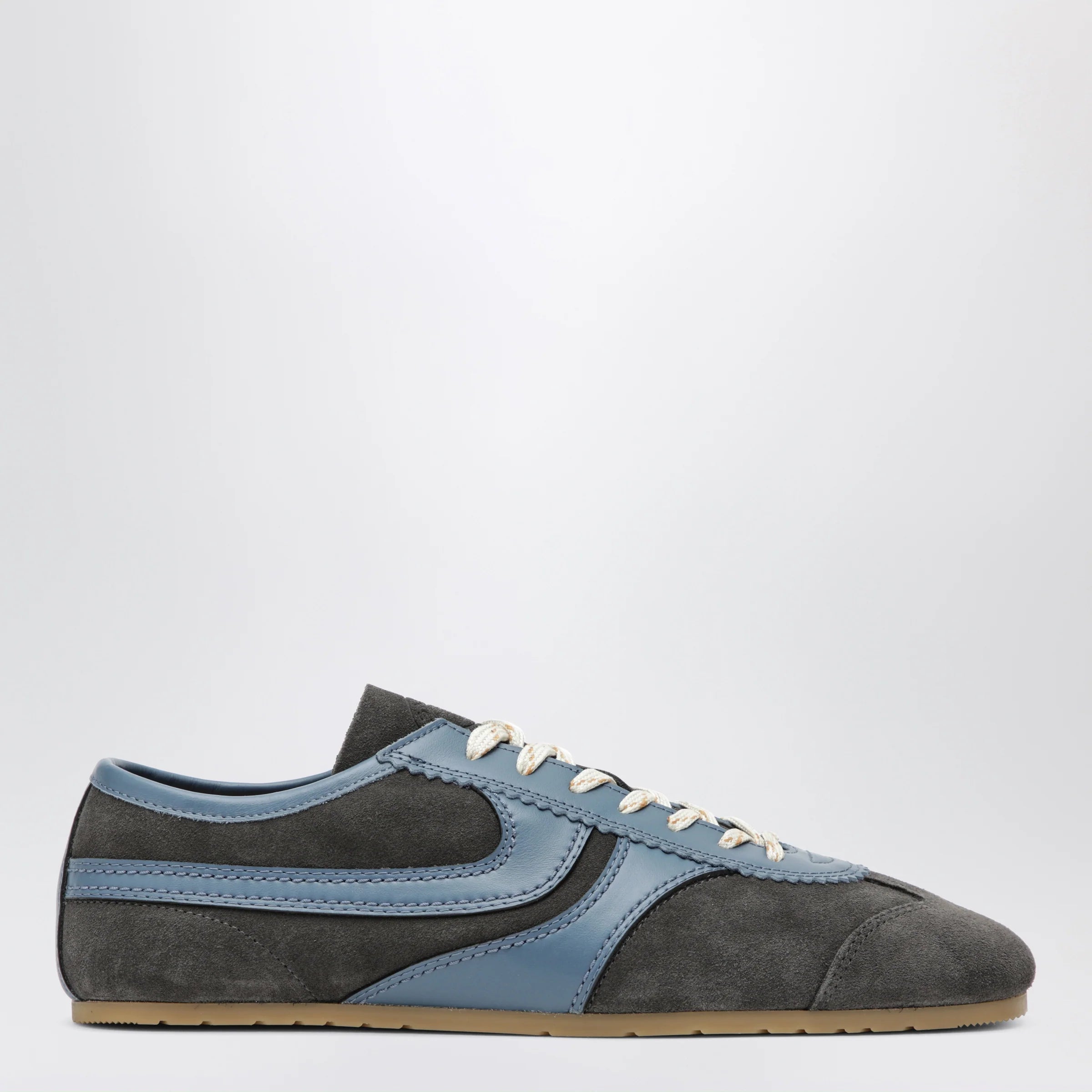 Dries Van Noten Steel grey leather and suede Sneakers