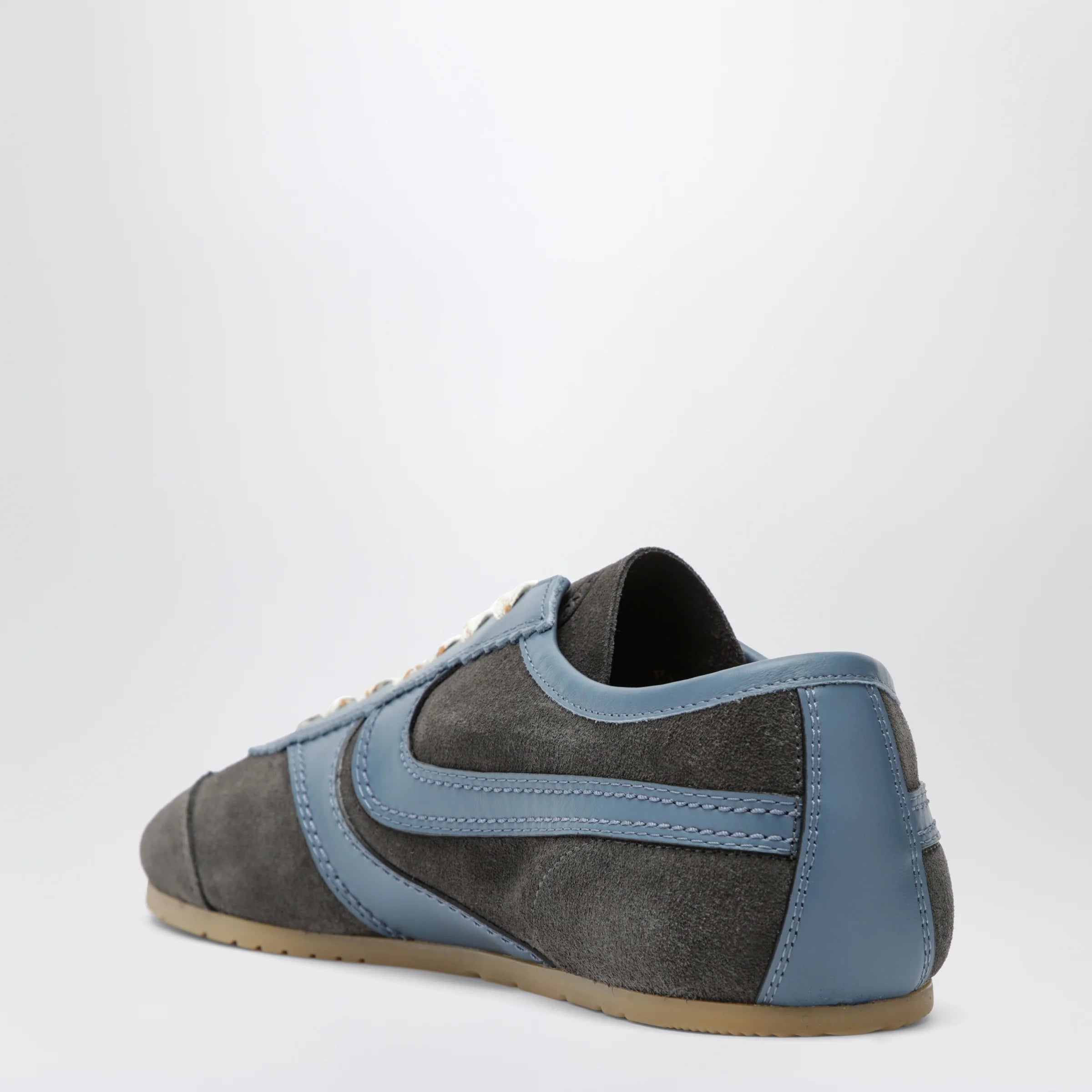 Dries Van Noten Steel grey leather and suede Sneakers