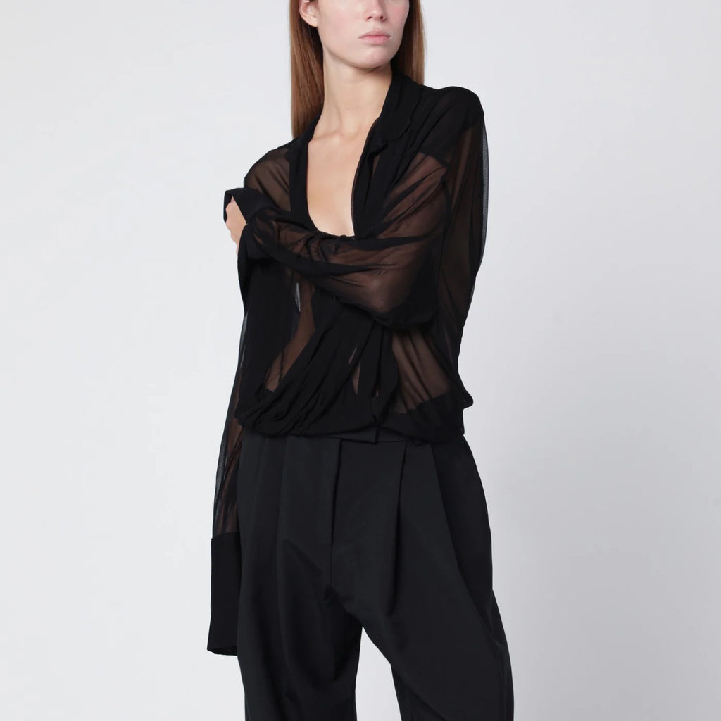 Francesco Murano Semi-transparent black blouse