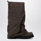The Attico Robin combat boots in suede, dark grey