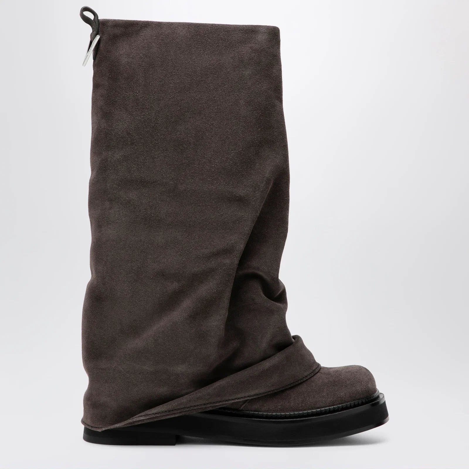 The Attico Robin combat boots in suede, dark grey