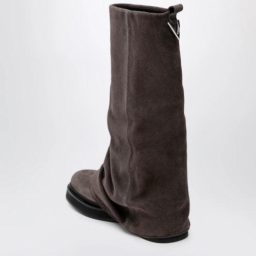 The Attico Robin combat boots in suede, dark grey
