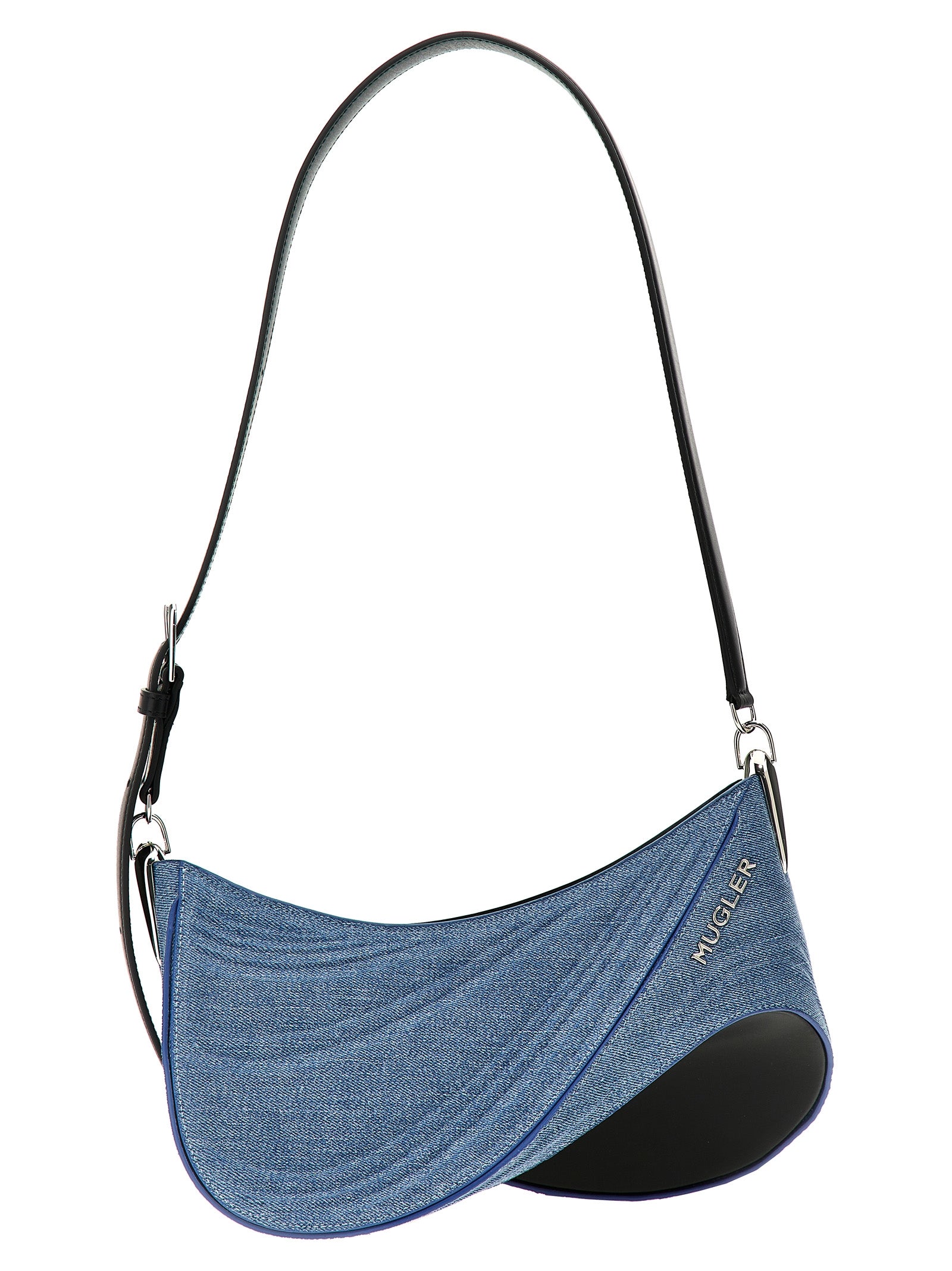 حقيبة كتف Mugler Medium Denim Spiral Curve 01