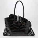 The Attico La Passeggiata Medium bag in coffee crocodile-print leather