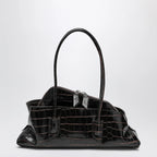 The Attico La Passeggiata Small bag in coffee crocodile-print leather