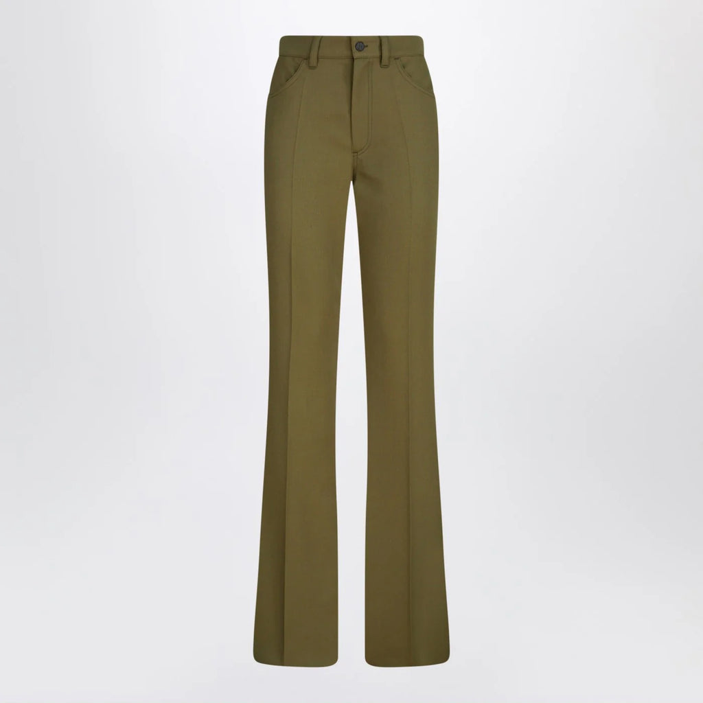 The Attico Military green wool gabardine trousers