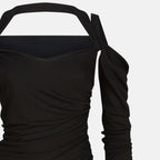 The Attico Black midi dress in viscose crêpe