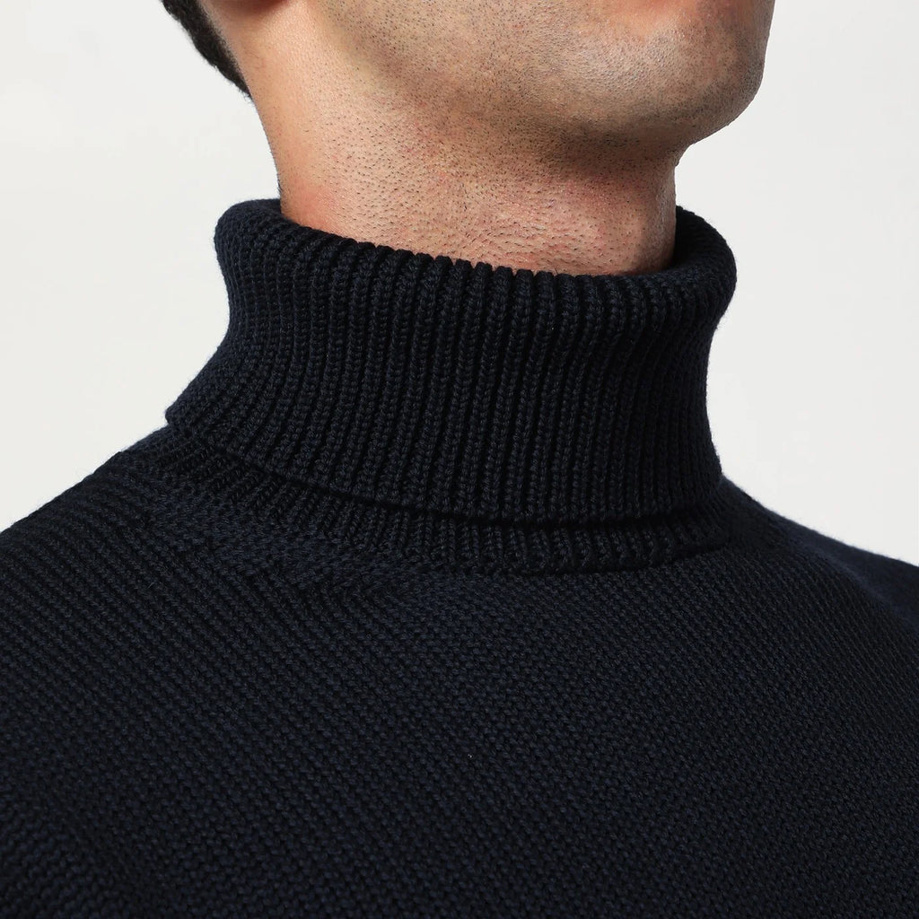Roberto Collina Navy blue wool turtleneck sweater