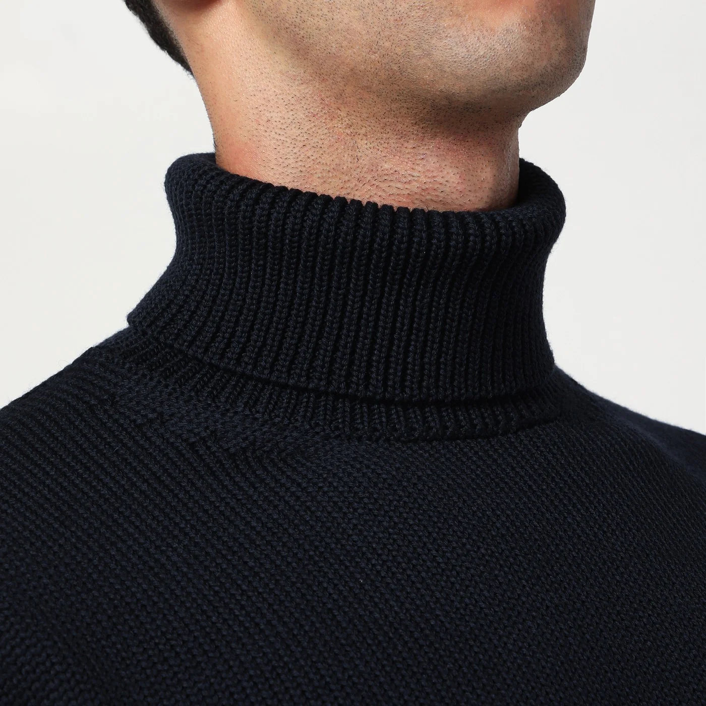 Roberto Collina Navy blue wool turtleneck sweater