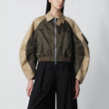 Sacai Khaki green/beige nylon zip jacket