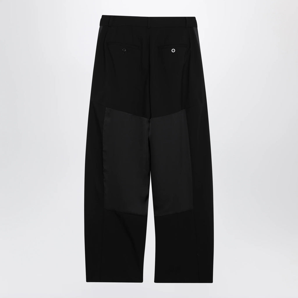 Sacai Wide-leg wool trousers with panels and belt
