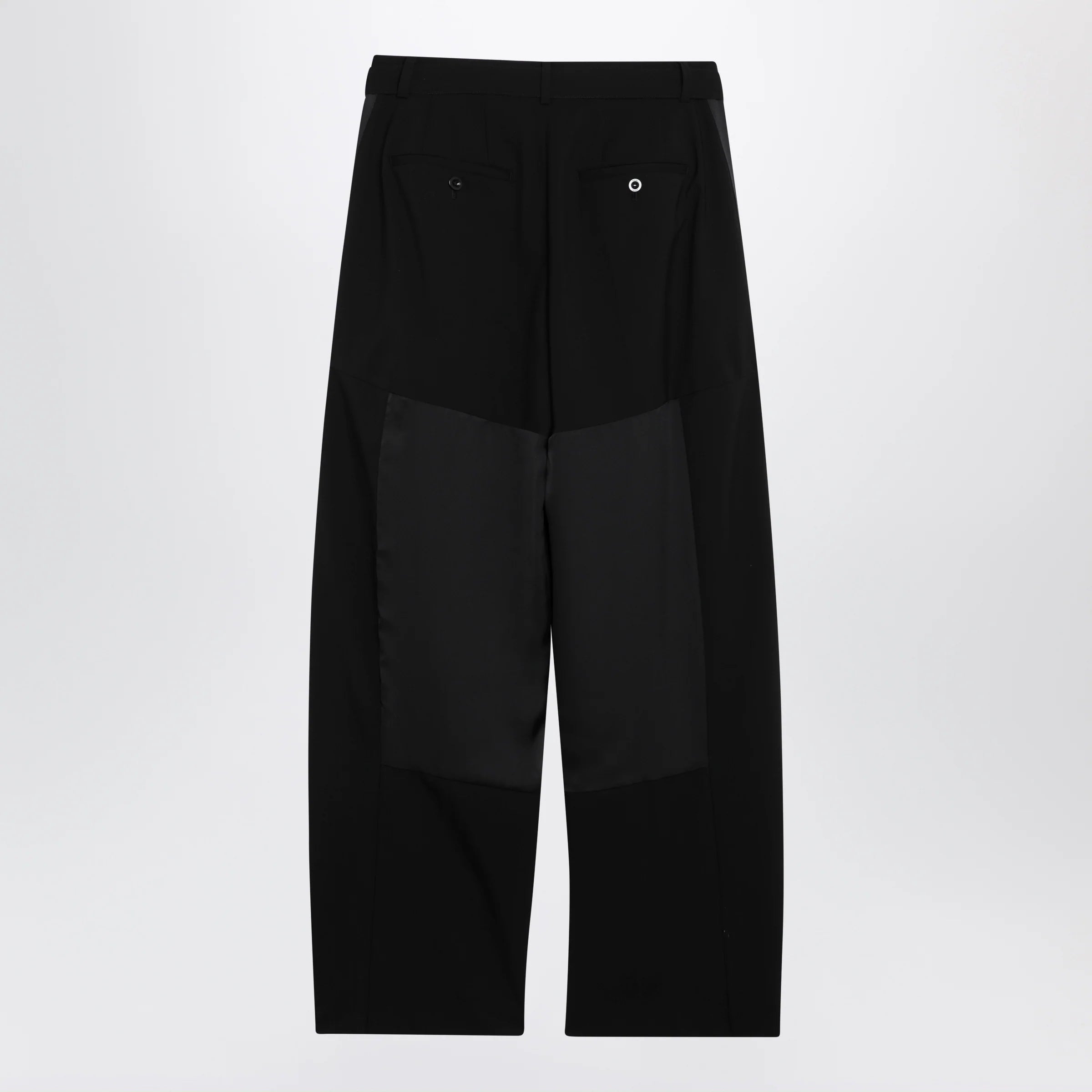 Sacai Wide-leg wool trousers with panels and belt