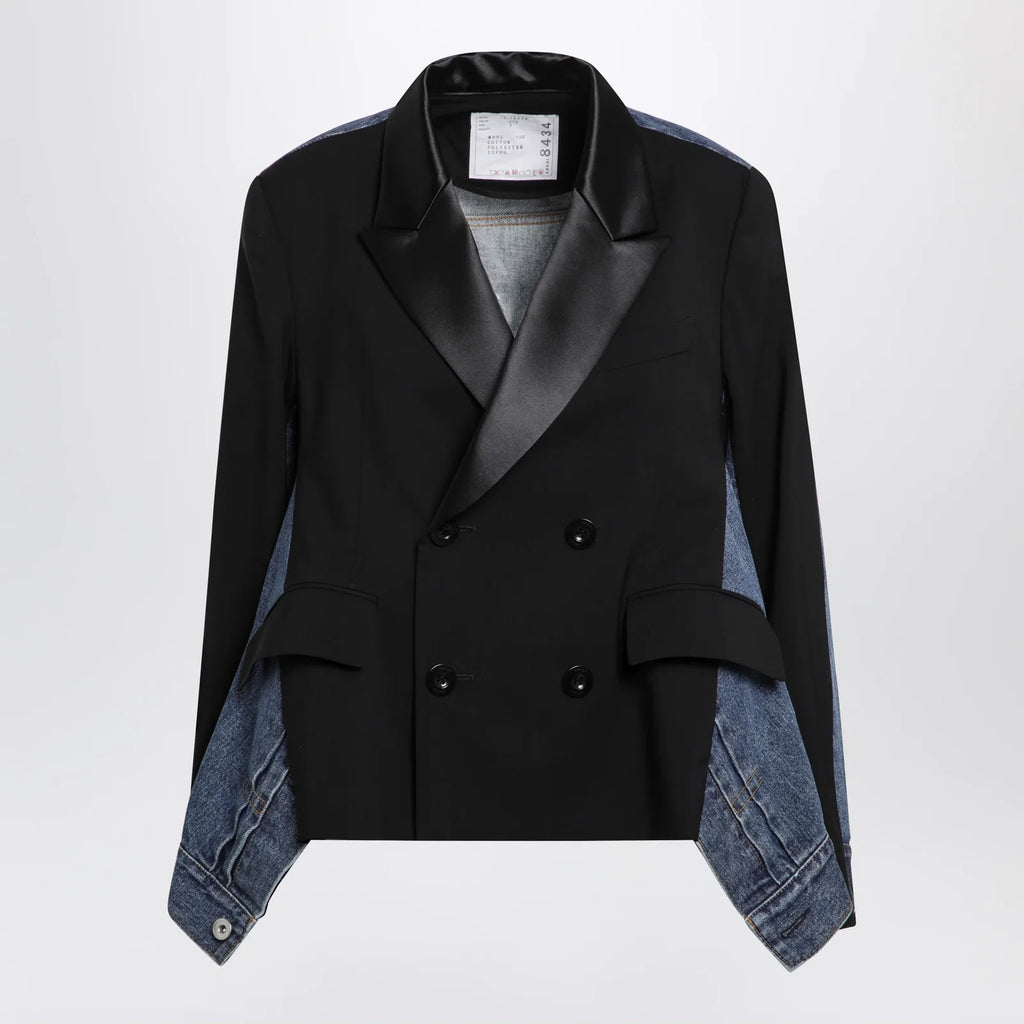Sacai Double-breasted jacket in wool and denim