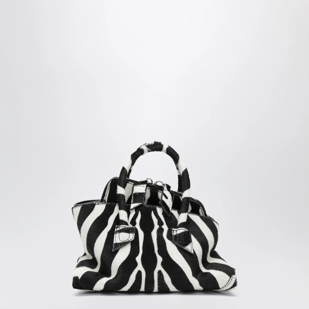 The Attico La Passeggiata Mini bag in black and white pony hair leather