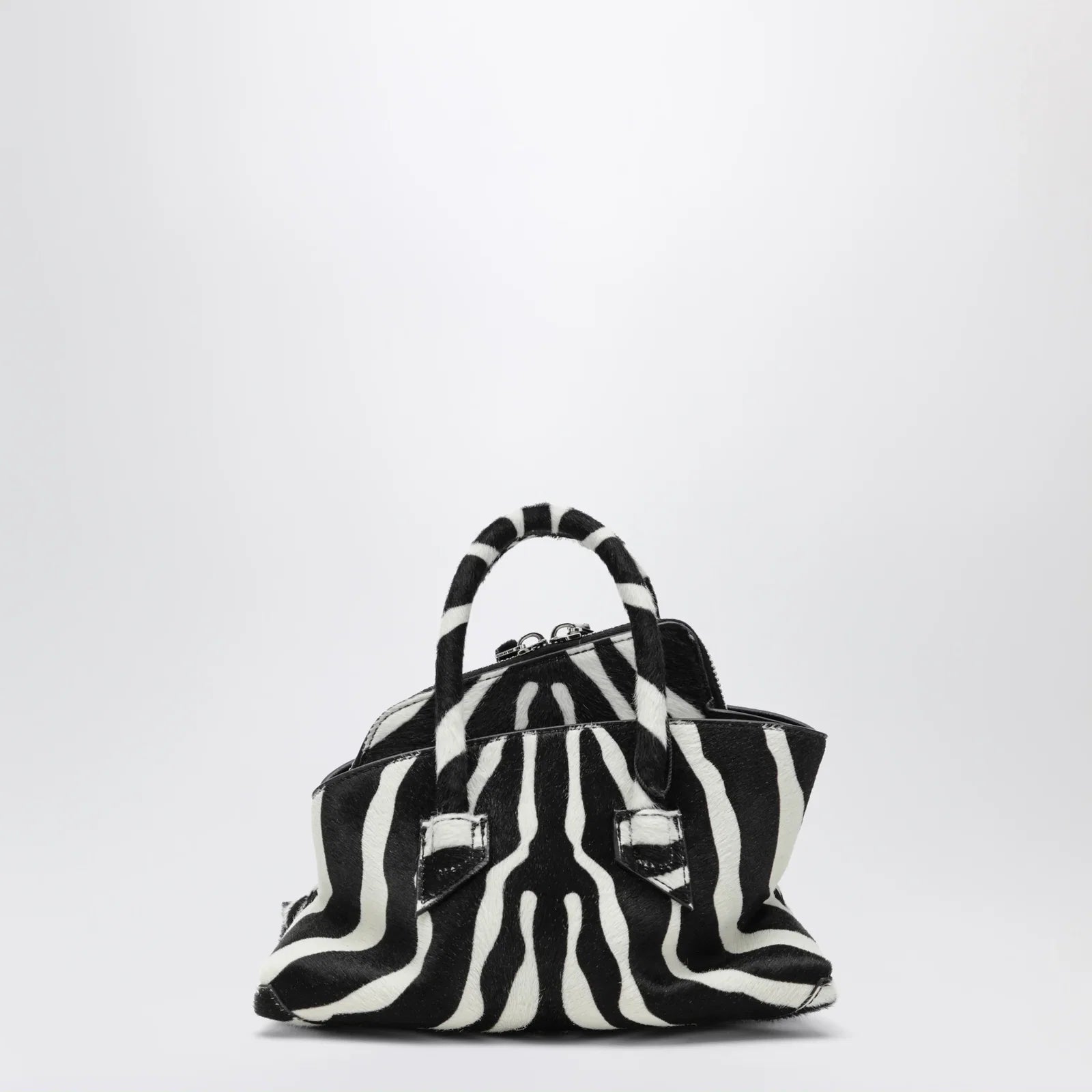 The Attico La Passeggiata Mini bag in black and white pony hair leather