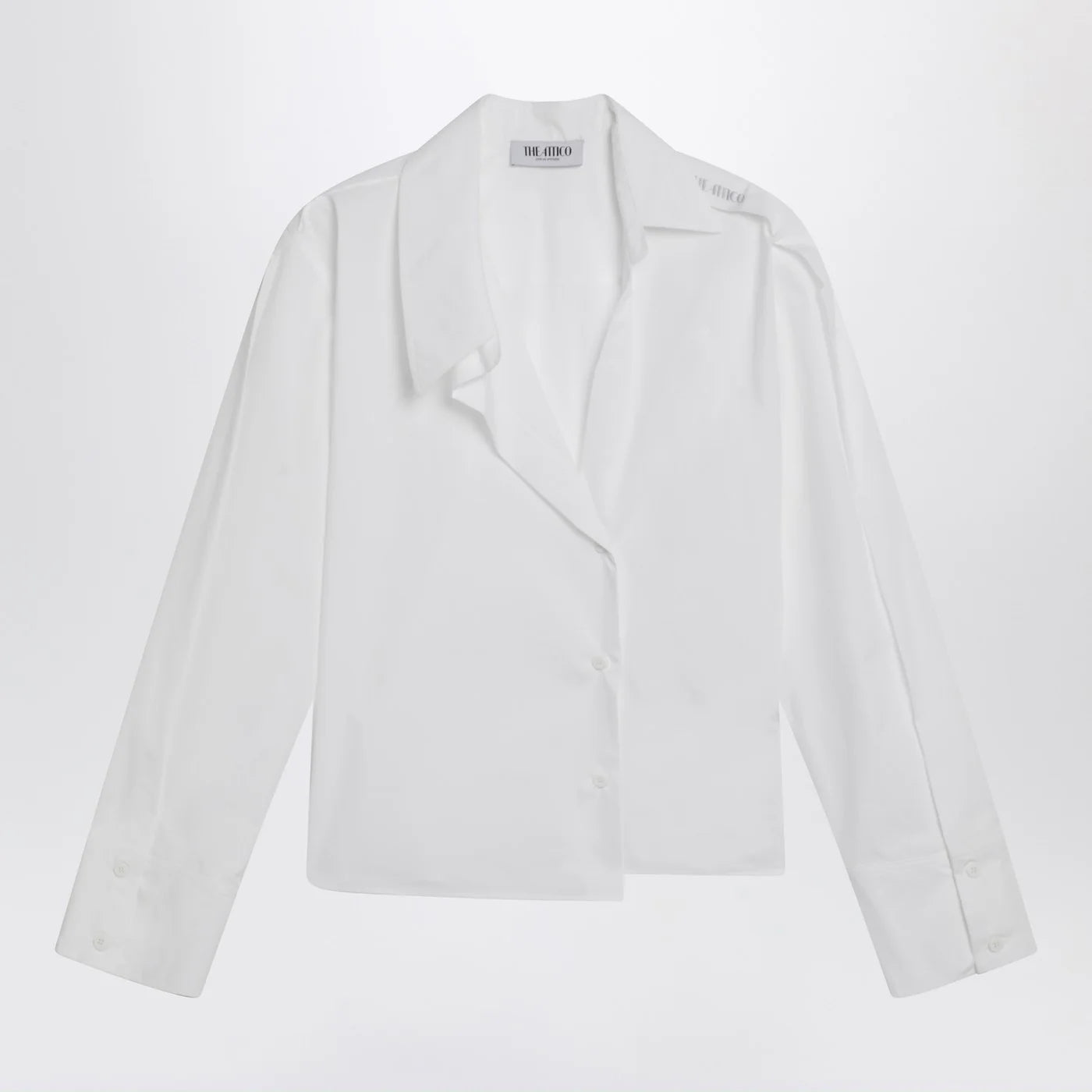 The Attico White asymmetric cotton shirt
