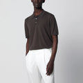 Roberto Collina Regular-fit cotton crepe knit polo in dark brown