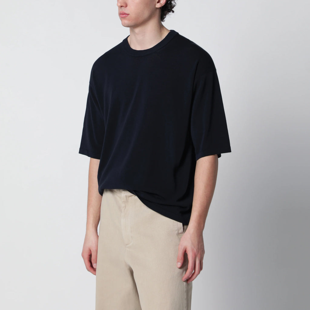 Roberto Collina Navy blue cotton knit T-shirt