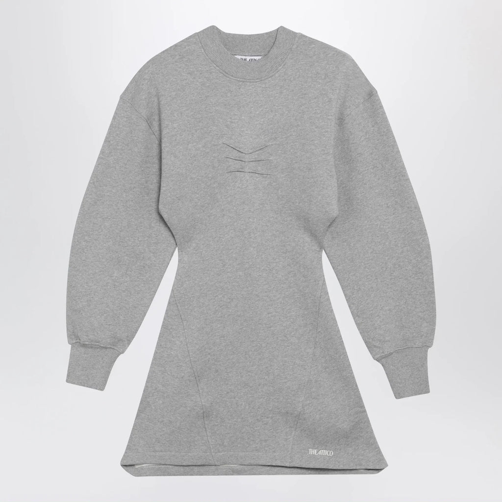 The Attico Melange cotton jersey mini dress in grey