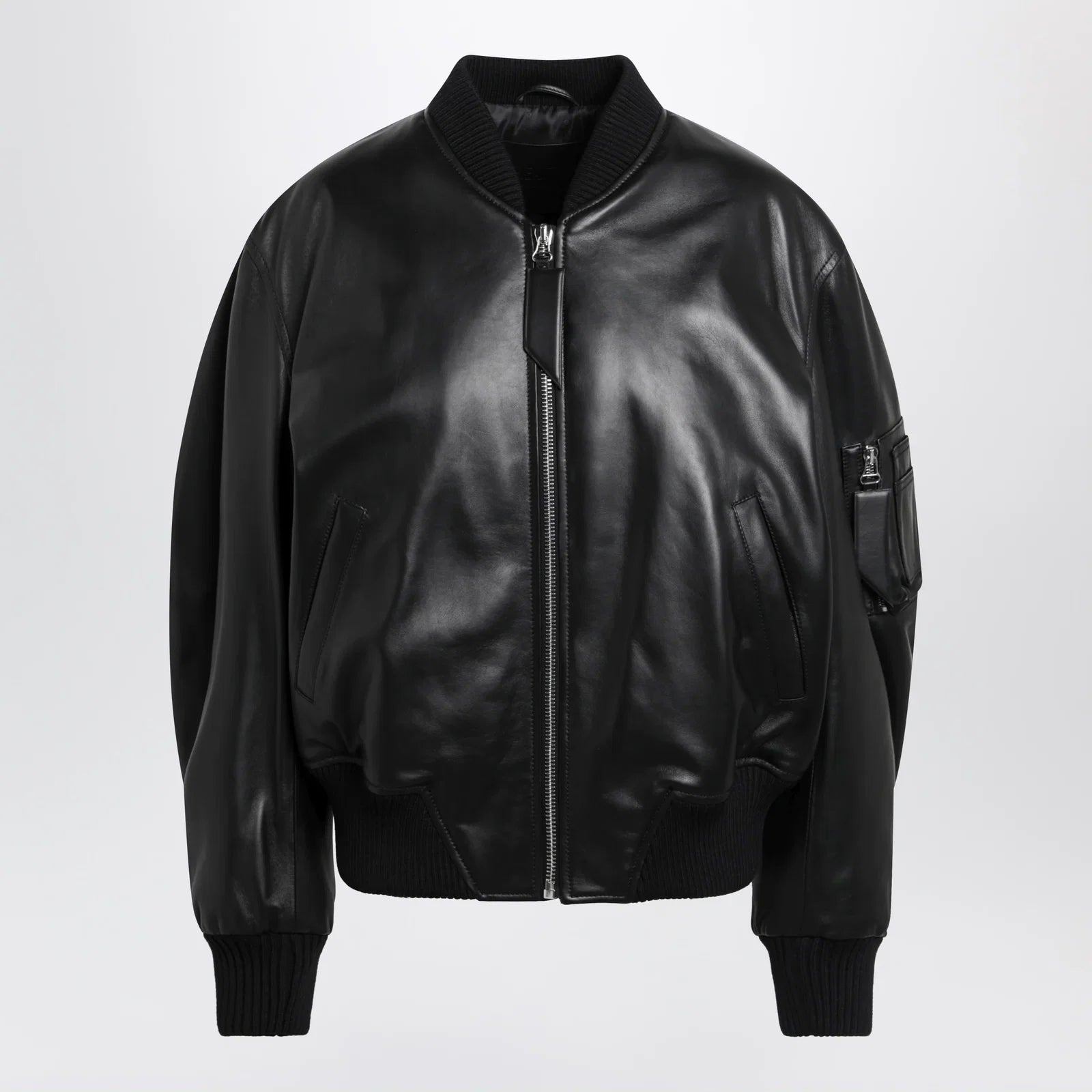 The Attico Anja bomber jacket in black leather