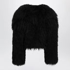 The Attico Cropped bomber jacket in black curly shearling