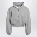 The Attico Boxy zip-up hoodie in melange grey cotton