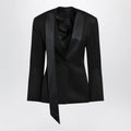 The Attico Black virgin wool tuxedo jacket with satin lapels