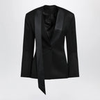 The Attico Black virgin wool tuxedo jacket with satin lapels