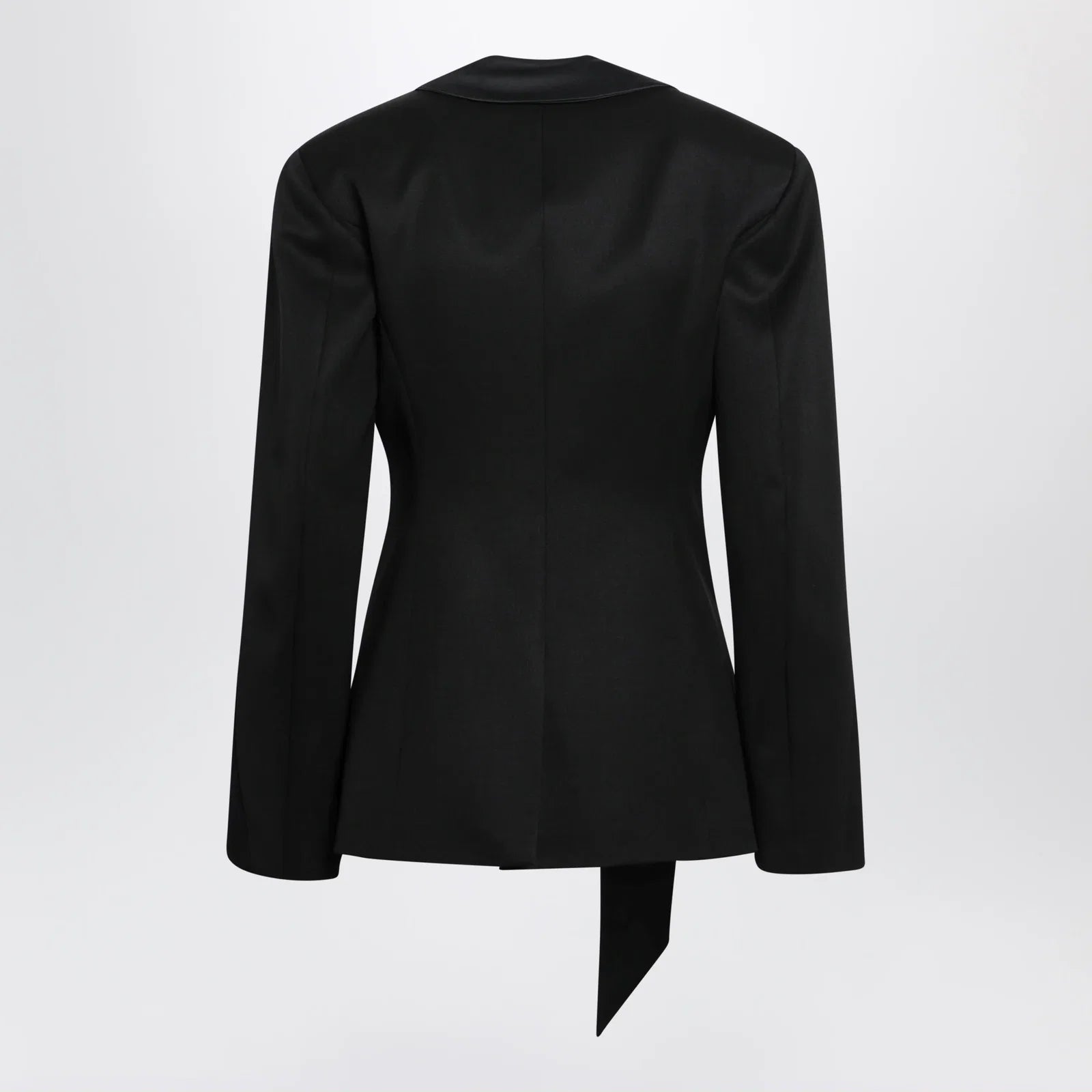 The Attico Black virgin wool tuxedo jacket with satin lapels