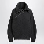 The Attico Dark grey wool and cashmere sweater with zip