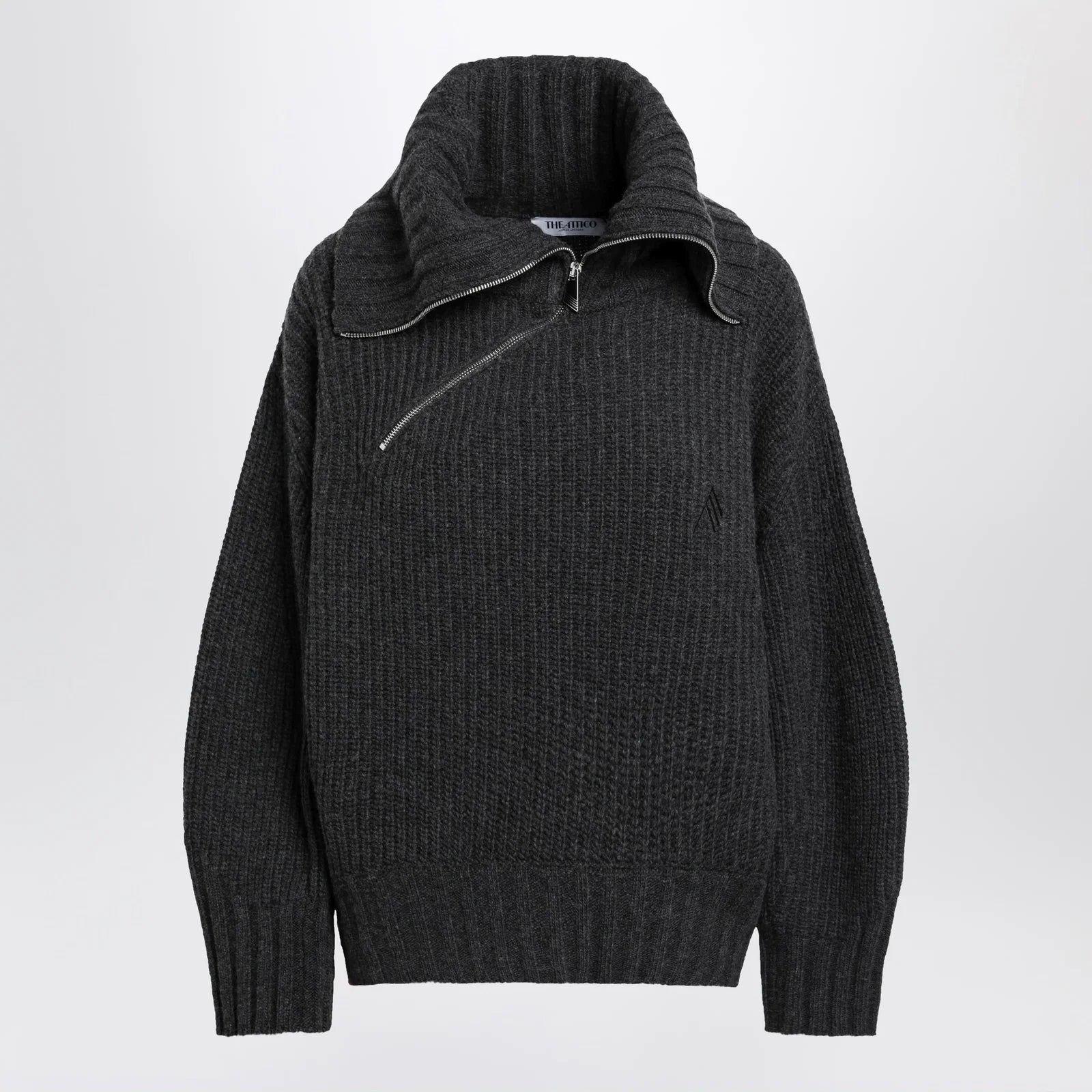 The Attico Dark grey wool and cashmere sweater with zip