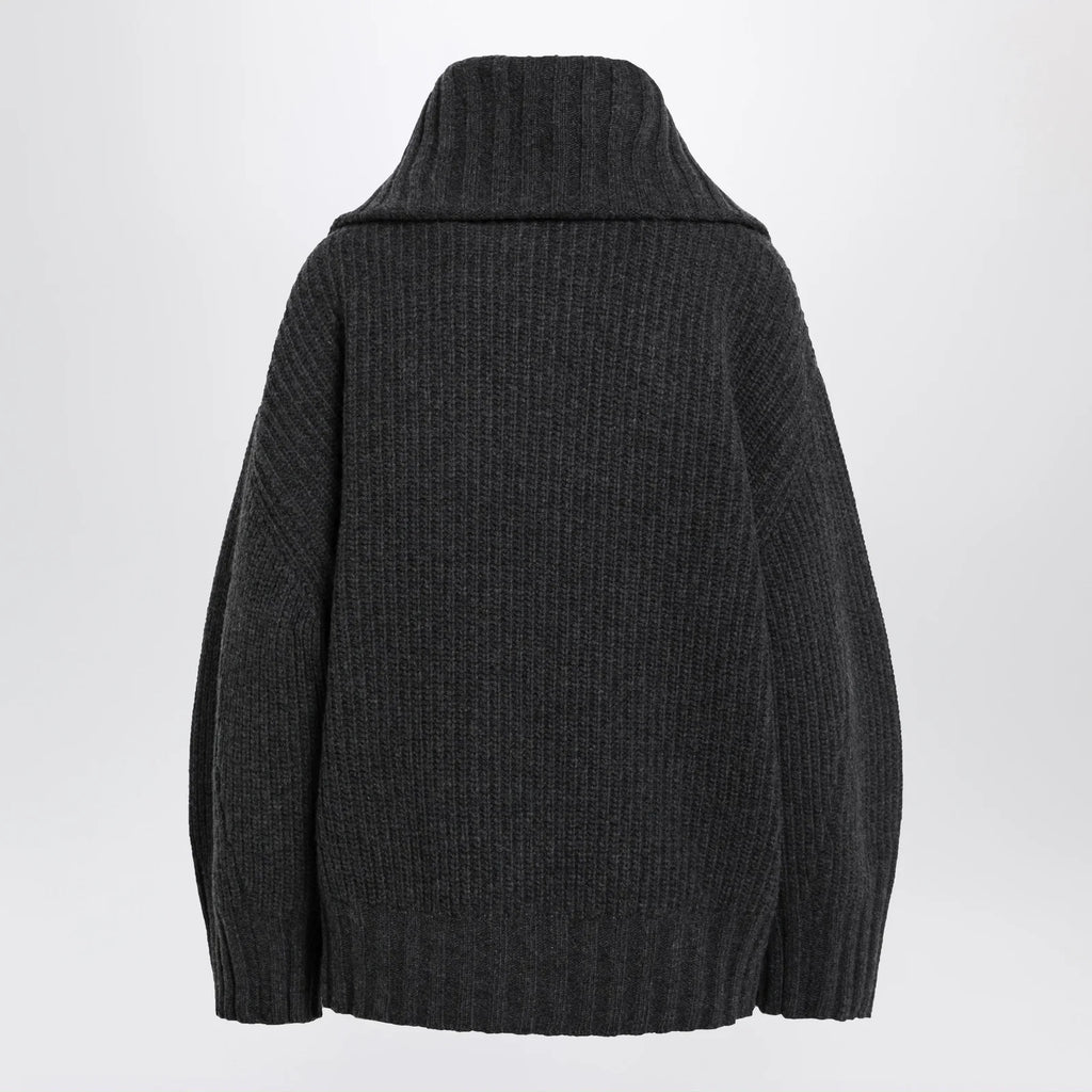The Attico Dark grey wool and cashmere sweater with zip