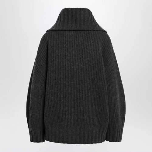 The Attico Dark grey wool and cashmere sweater with zip
