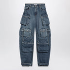 The Attico Fern washed blue cargo trousers