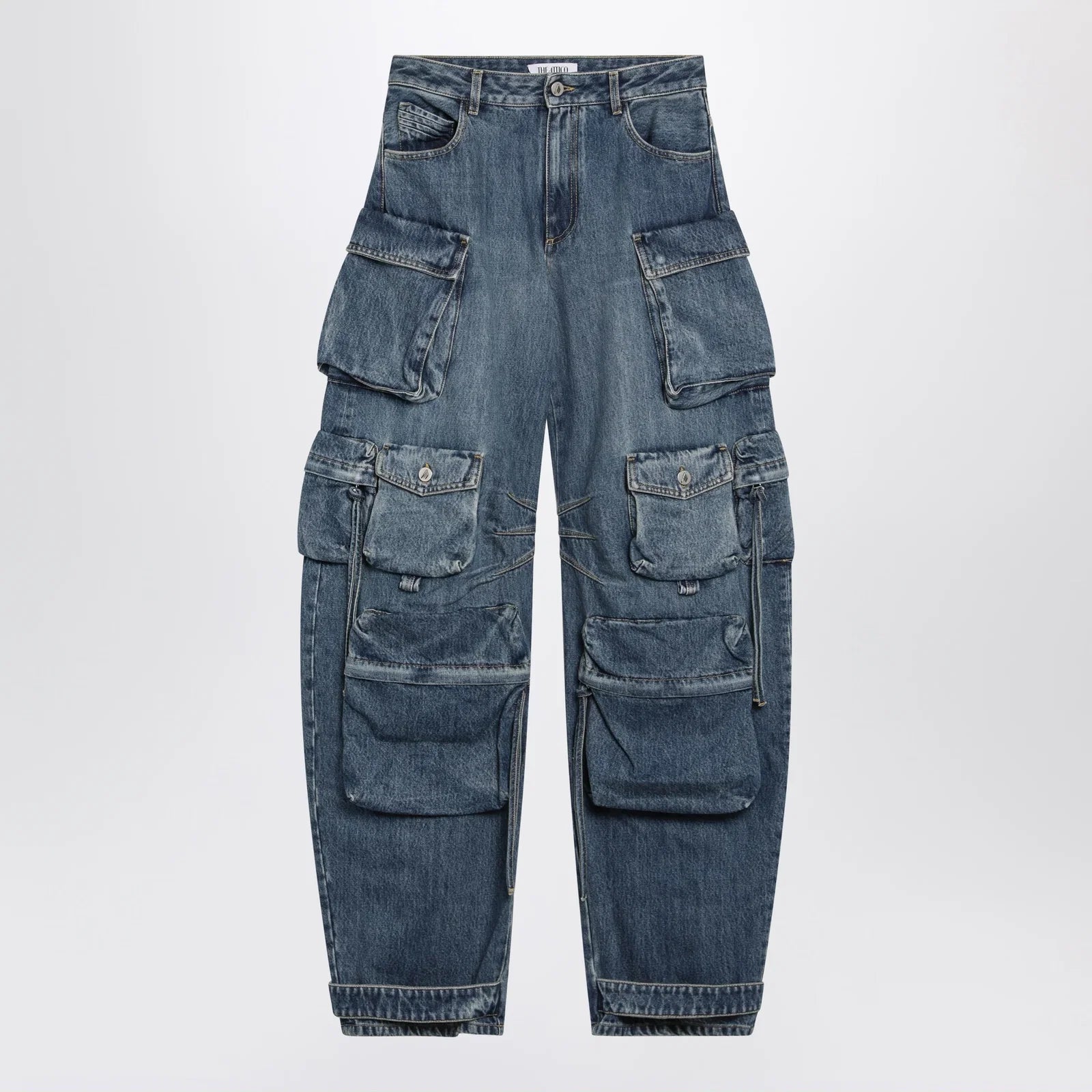 The Attico Fern washed blue cargo trousers