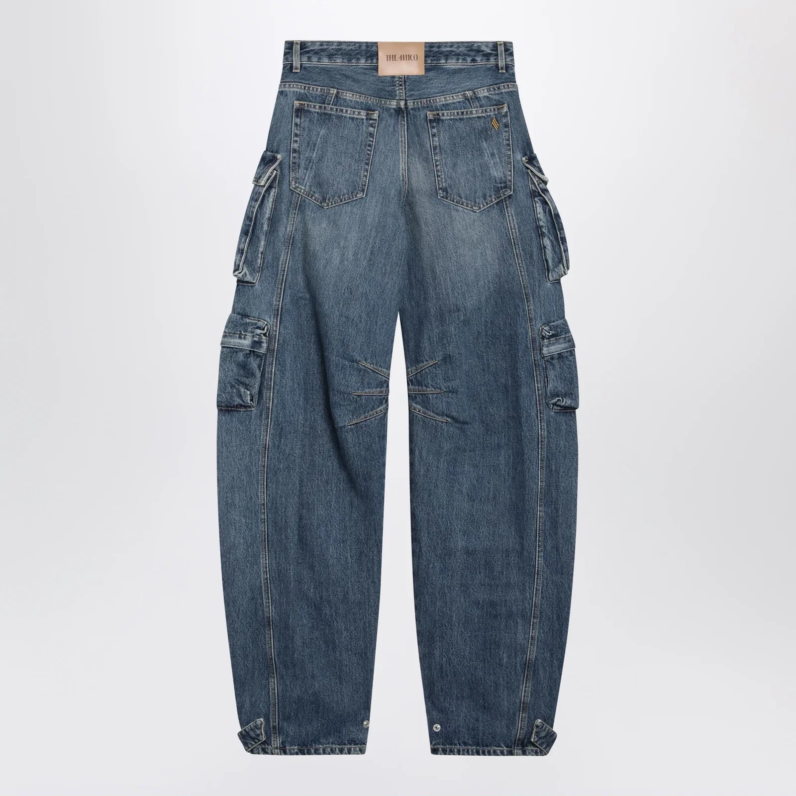 The Attico Fern washed blue cargo trousers