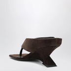 The Attico Cheope suede thong sandals in dark brown
