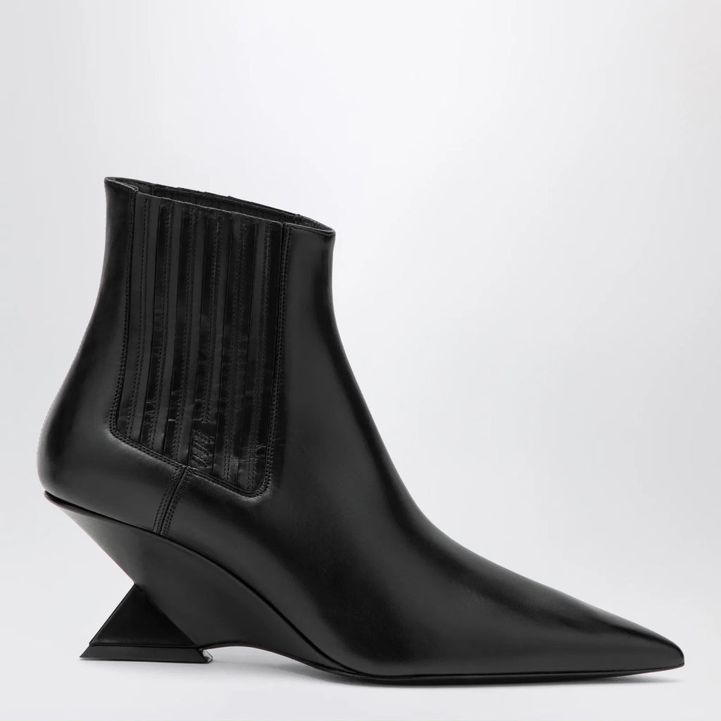 The Attico Cheope wedge-heel ankle boots in black calfskin