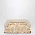 THEMOIRè Tia clutch in butter color with raffia inserts