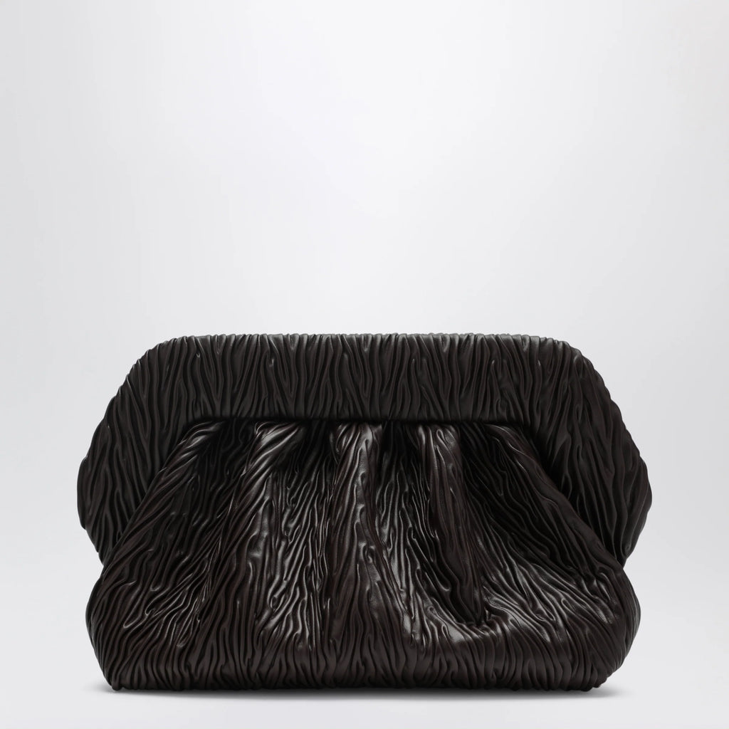 THEMOIRè Bios embossed vegan leather clutch in brown