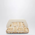THEMOIRè Small Tia clutch in butter color with raffia inserts