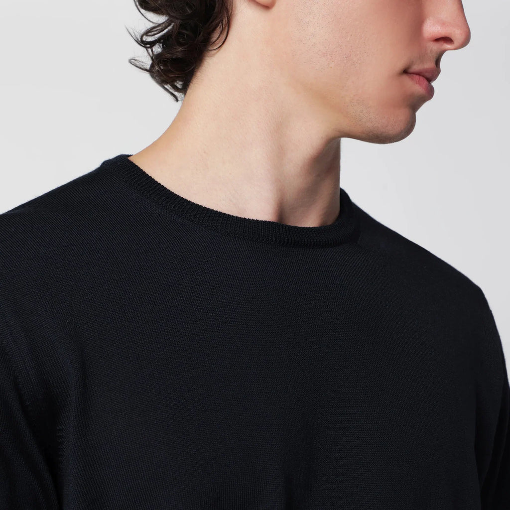Roberto Collina Navy blue wool crew-neck knit sweater